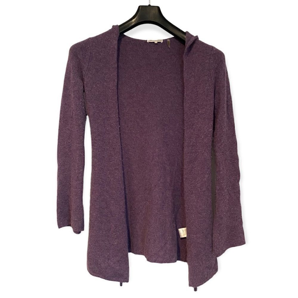 Minnie Rose Purple Cashmere Open Duster w/ Hoodie Size XS